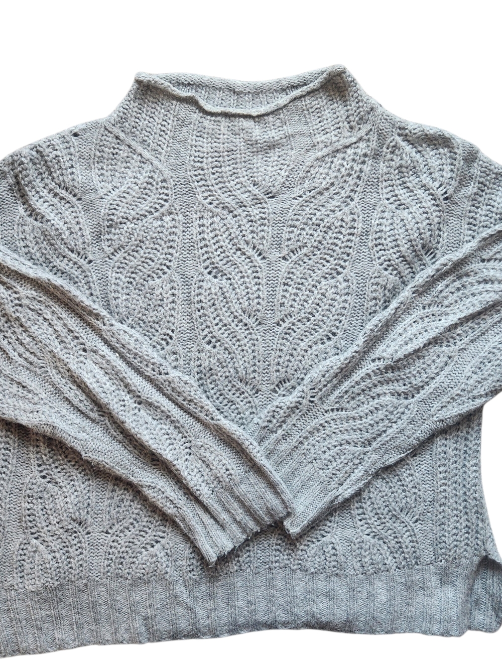 J. Crew Light Gray Cable Knit Turtleneck Sweater